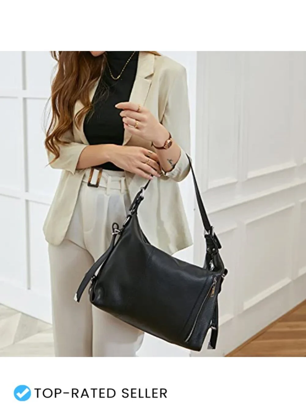 Genuine Leather Hobo Bag Women Tote Shoulder Crossbody Purse